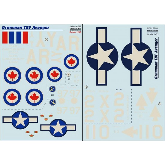 Decals for 1/32 Grumman TBF Avenger