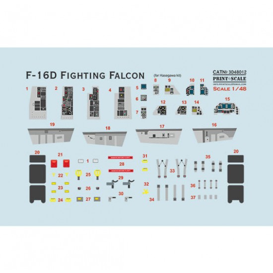 3D Decal for 1/48 General Dynamics F-16D Fighting Falcon Instrumental Panel for Hasegawa kits