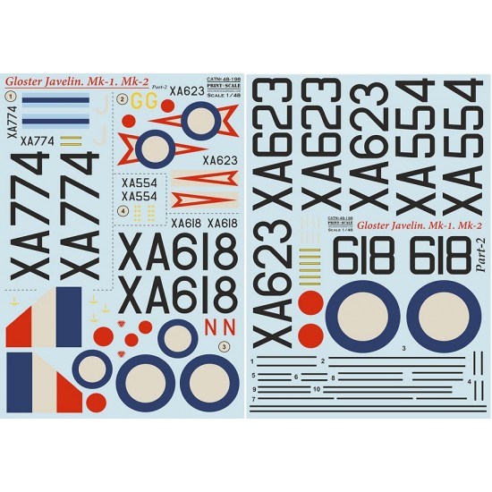 Decals for 1/48 Gloster Javelin Mk.-1 & Mk-2 Part 2