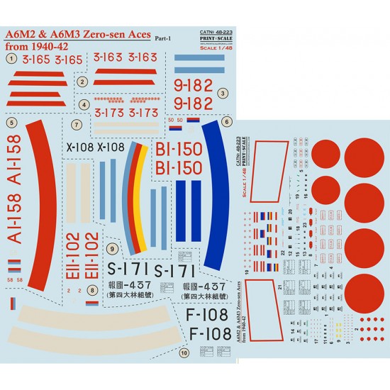 Decals for 1/48 Mitsubishi A6M Zero-Sen Aces Part 1