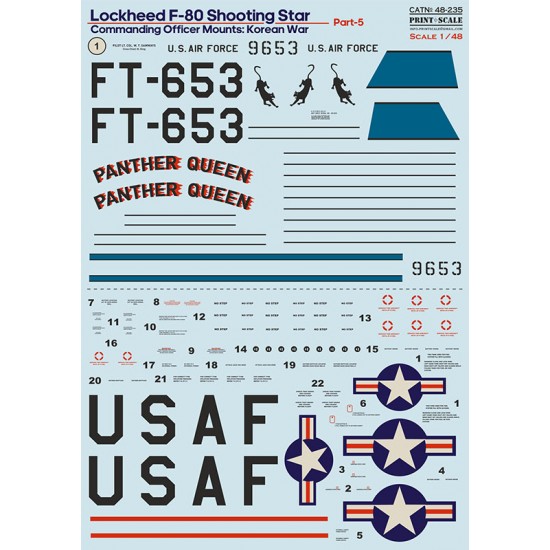 Decal for 1/48 Lockheed F-80 Shooting Star Part 5