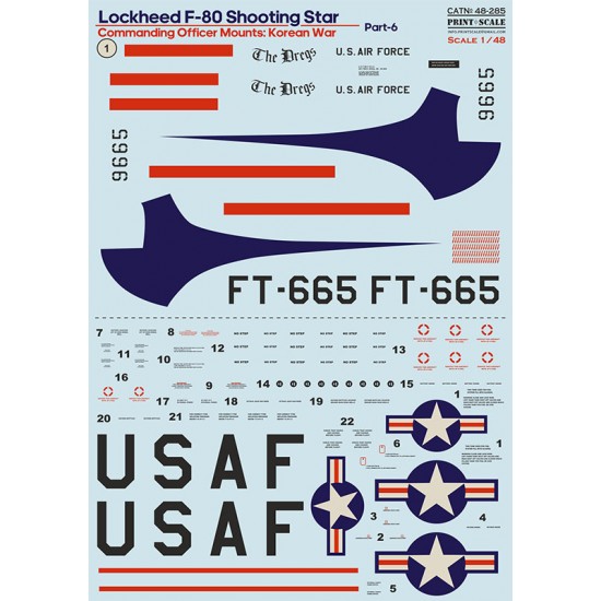 Decal for 1/48 Lockheed F-80 Shooting Star Part 6