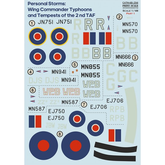 1/48 Personal Storm Wings Commander Typhoon and Tempests of the 2nd TAF. Decal Part 1