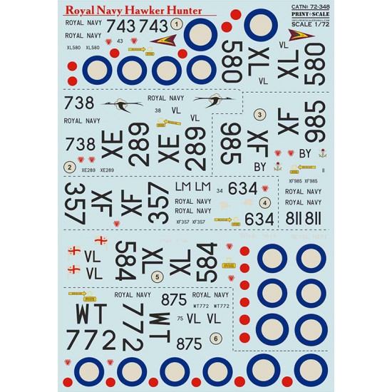 Decals for 1/72 Royal Navy Hawker Hunter