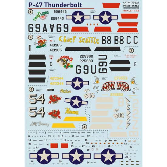 1/72 P-47 Thunderbolt Aces Decal