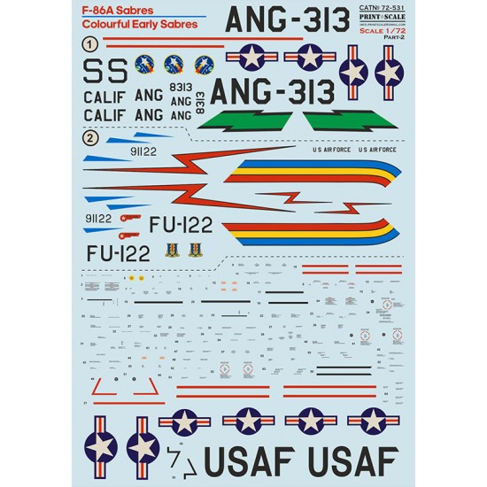 1/72 F-86A Sabres. Colourful Early Sabres. Decal Part 2