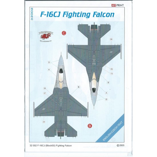 [AVI Print] Decals for 1/32 General Dynamics F-16CJ (Block50) Fighting Falcon