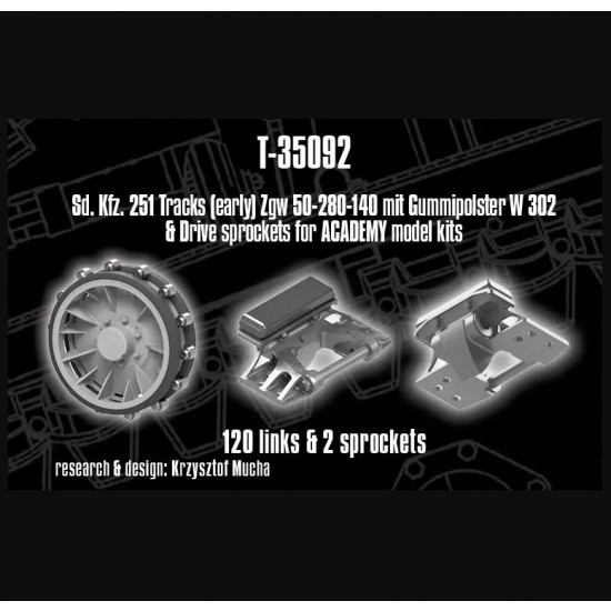 1/35 SdKfz. 251 Tracks (early) and Drive Sprockets for Academy kits