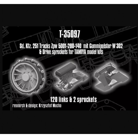 1/35 SdKfz. 251 Tracks Zpw 5001-280-140 and Drive Sprockets for Tamiya kits