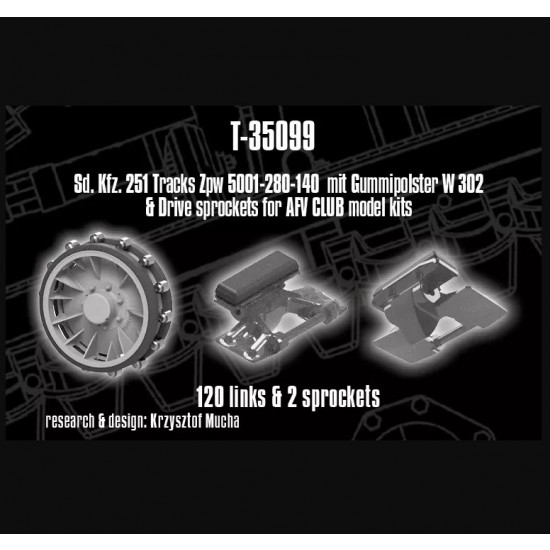 1/35 SdKfz. 251 Tracks Zpw 5001-280-140 and Drive Sprockets for AFV Club kits