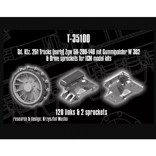 1/35 SdKfz. 251 Tracks Zpw 5001-280-140 and Drive Sprockets for ICM kits