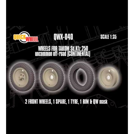 1/35 Sd.Kfz. 250 Uncommon Off-road Wheels with Masks for Takom kits