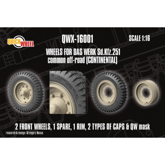 1/16 Corrected Sd.Kfz. 251 Front Wheels for Das Werk kits - Common Off-road (continental)