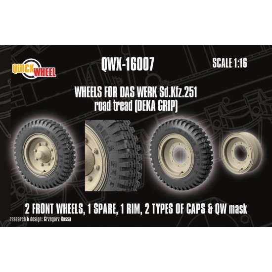 1/16 Corrected Sd.Kfz. 251 Front Wheels for Das Werk kits - Off-road tread (deka)