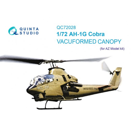 1/72 Bell AH-1G Cobra Vacuumed Clear Canopy for AZ model