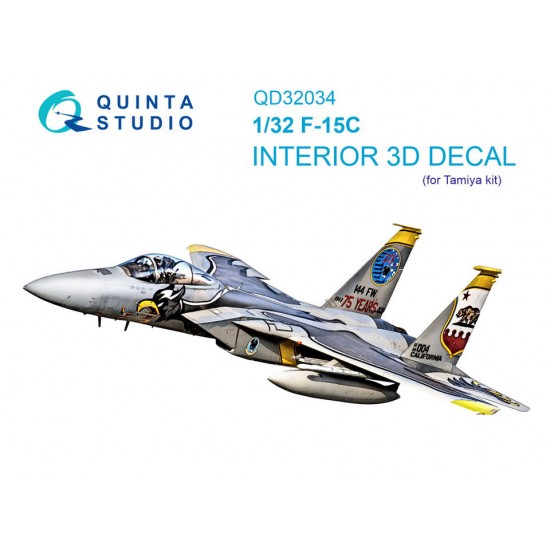 1/32 F-15C Eagle 3D-Printed & Coloured Interior on Decal Paper for Tamiya kits