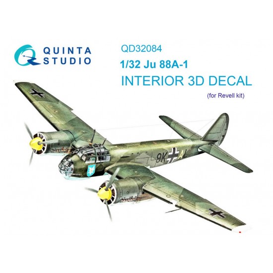 1/32 Ju 88A-1 3D-Printed & Coloured Interior on Decal Paper for Revell kits