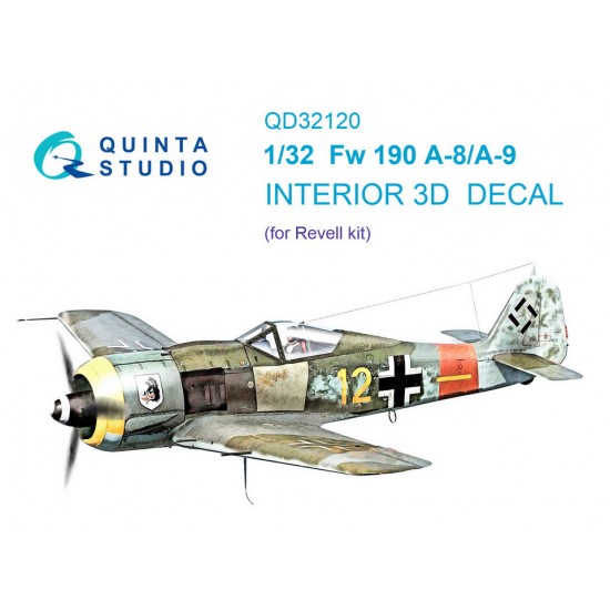 1/32 Fw 190 A-8/A-9 3D-Printed & Coloured Interior on Decal Paper for Revell kits