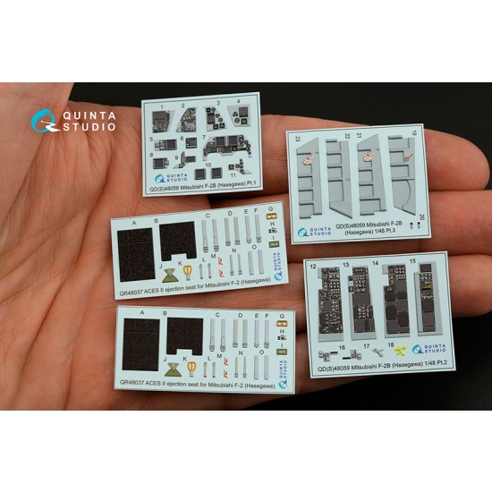 1/48 Mitsubishi F-2B Coloured Interior Detail Parts for Hasegawa kits