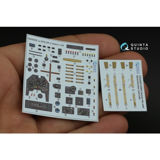 1/48 Ju 87B-2/R-2 3D-Printed & Coloured Interior on Decal Paper for Italeri kits