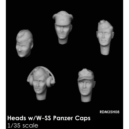 1/35 Heads with WSS Panzer Caps (5pcs)