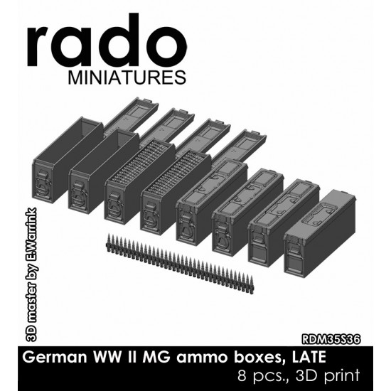 1/35 WWII German MG Ammo Boxes Late (8pcs)