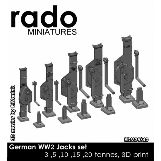 1/35 WWII German Jacks set (3, 5, 10, 15, 20 tonnes, folded and working position)