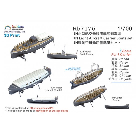 1/700 IJN Light Aircraft Carrier Boats set (6pcs for 1 carrier)