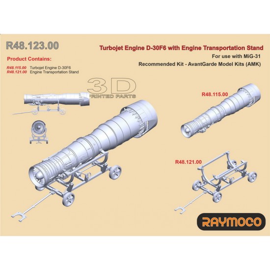 1/48 Mikoyan MiG-31 Engine D-30F6 with Transportation Stand for AMK kits