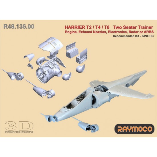 1/48 Harrier T2/T4/T8 Engine, Exhaust Nozzles, Electronics, Radar / ARBS for KINETIC