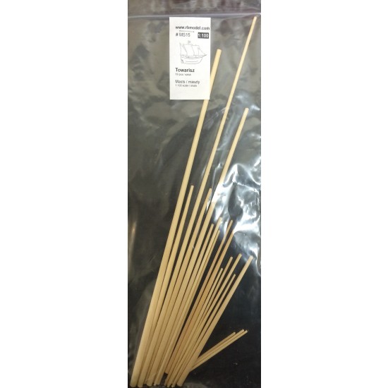 1/100 Masts for Towarisz (Wooden, 19pcs)