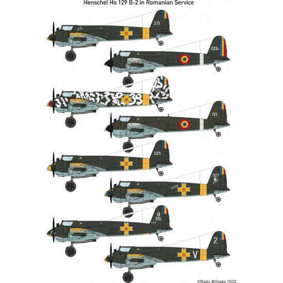 Decals for 1/72 Henschel Hs 129 B-2 in Romanian Service