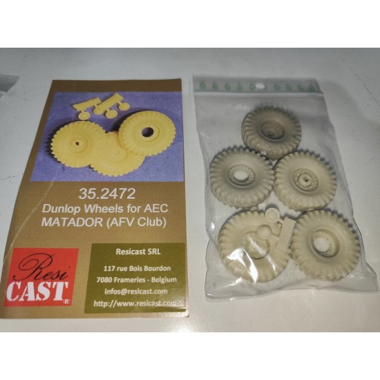 1/35 AEC Matador Truck Sagged Wheels (Dunlop tyres) for AFV Club kits