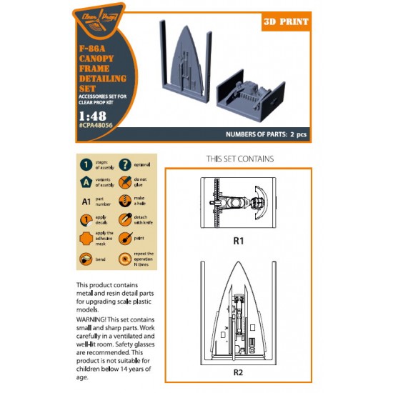 1/48 F-86A Sabre Canopy Frame Detail Set for Clear Prop kits