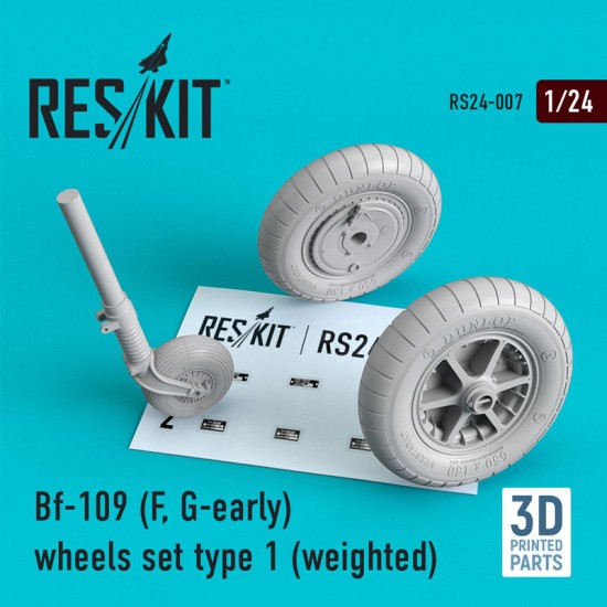 1/24 Messerschmitt Bf-109F/G Early Wheels Type 1 (weighted) for Trumpeter