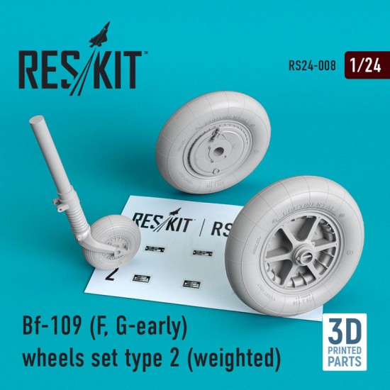 1/24 Messerschmitt Bf-109F/G Early Wheels Type 2 (weighted) for Trumpeter