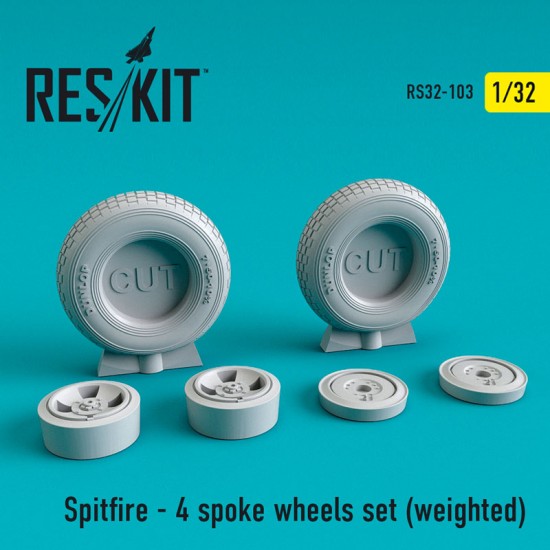 1/32 Spitfire 4 Spoke Wheels (weighted) for Hasegawa/HobbyBoss/Revell/Tamiya kits