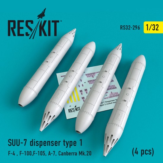 1/32 SUU-7 Dispenser Type 1 (4pcs) for Trumpeter/Tamiya F-4/100/105, A-7, Canberra Mk.20