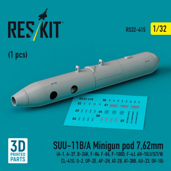 1/32 SUU-11B/A MiniGun Pod 7.62mm for A-1/37, B-26K, F-84/86/100D/4J, AH-1