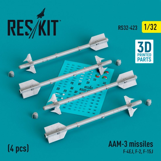 1/32 F-4EJ, F-2, F-15J AAM-3 Missiles (4pcs, 3D Printed)