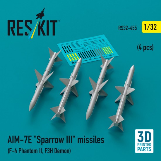 1/32 AIM-7E Sparrow III Missiles (4pcs) for F-4 Phantom II, F3H Demon