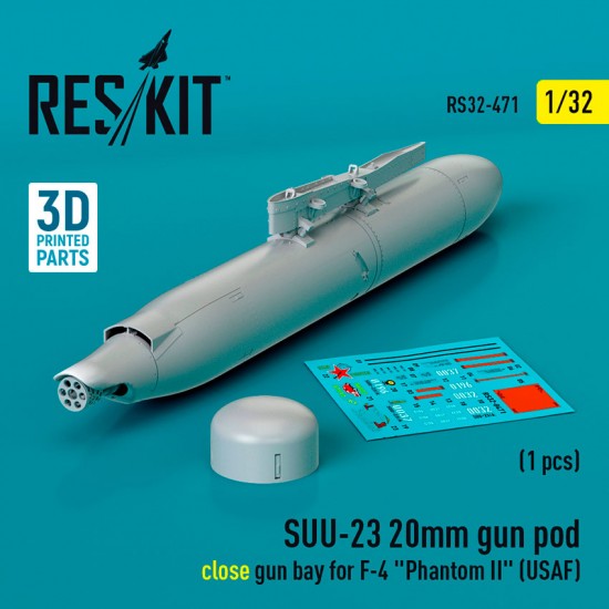 1/32 Suu-23 20mm Gun Pod (Close Gun Bay) for USAF F-4 Phantom II (1pc)