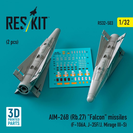 1/32 AIM-26B (RB.27) Falcon Missiles (2pcs) for F-106A, J-35F/J, Mirage III-S