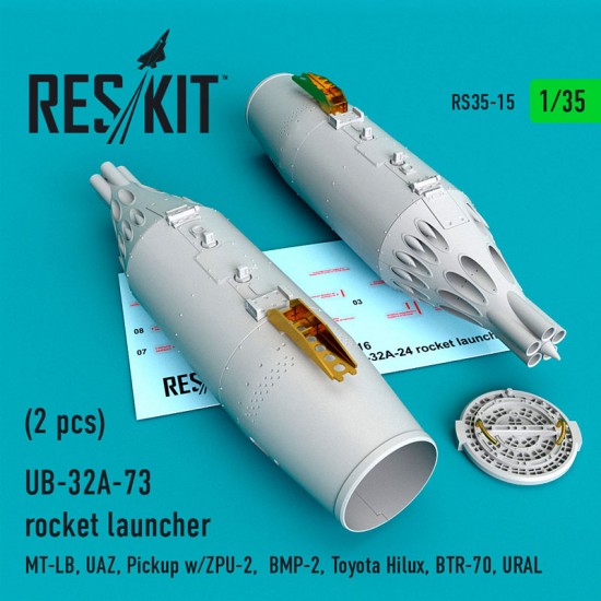 1/35 UB-32A-73 Rocket Launcher (2pcs) for MT-LB, UAZ, Pickup w/ZPU-2, BMP-2, Toyota Hilux