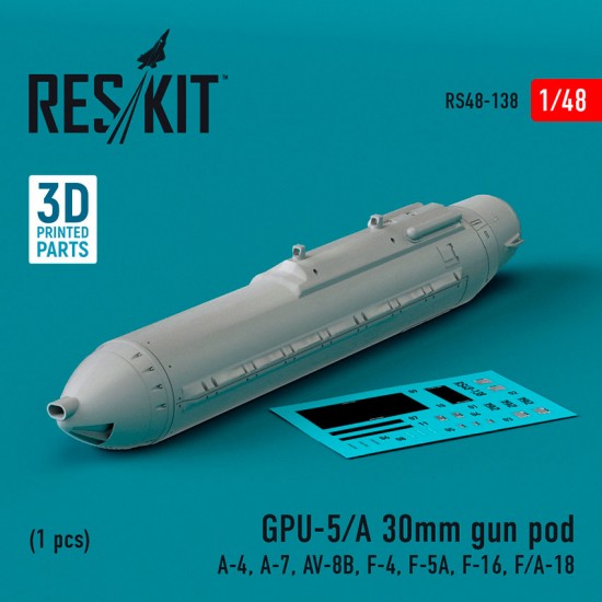 1/48 GPU-5/A 30mm Gun Pod (1pc) for A-4/ A-7/ AV-8B/ F-4/ F-5A/ F-16/ F/A-18