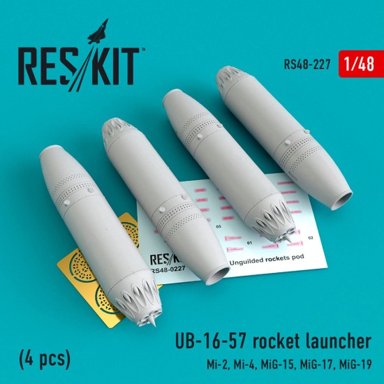 1/48 UB-16-57 Rocket Launcher (4pcs) for Smer/Aeroplast/Trumpeter/Tamiya Mi-2/4/15/17