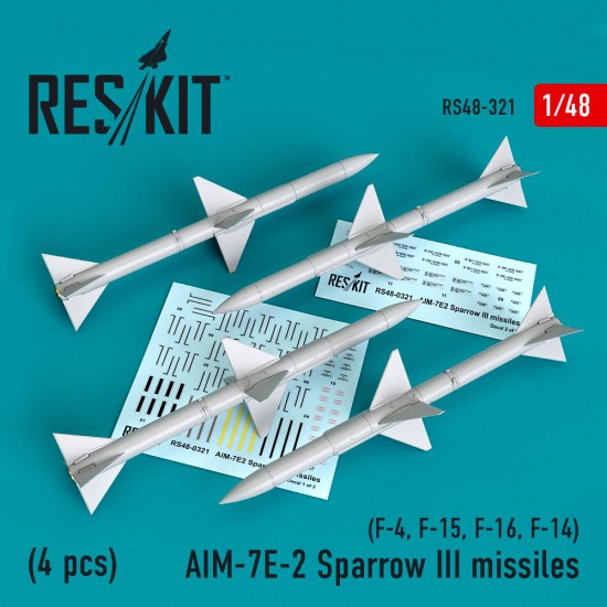 1/48 AIM7E2 Sparrow III Missiles (4pcs) for F-4, F-15, F-16, F-14