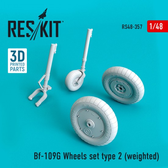 1/48 Bf-109G Wheels set Type 2 (weighted) for Eduard/HobbyBoss/Hasegawa/Revell