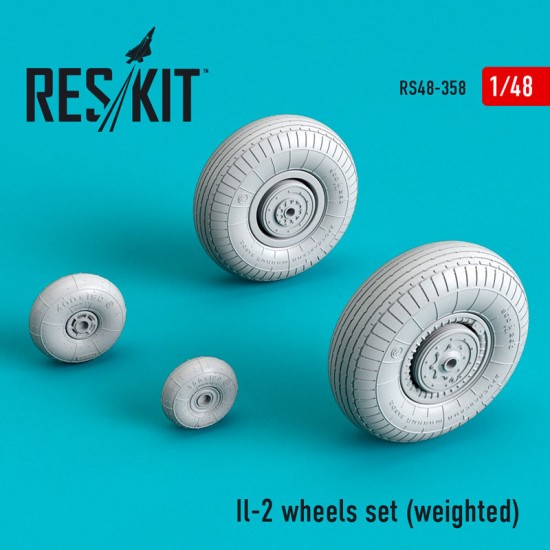 1/48 Ilyushin Il-2 Wheels set (weighted) for Academy/Hasegawa/Eduard/Italeri/Revell