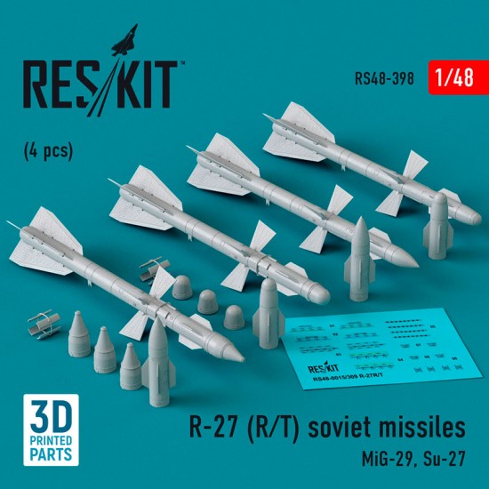 1/48 R-27 (R/T) Missiles (4pcs) for MIG-29/ Su-27